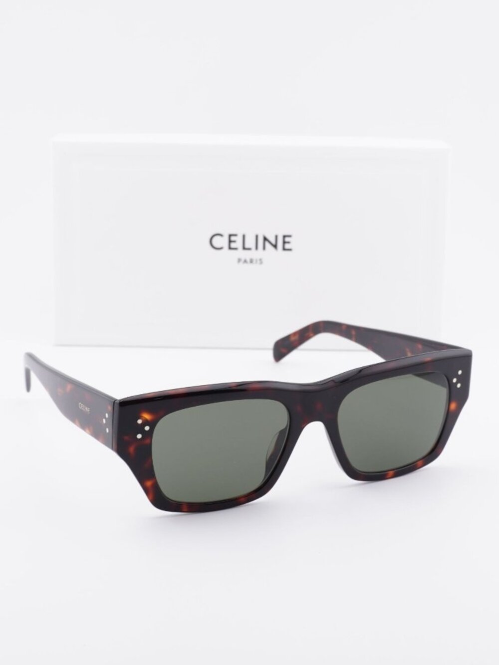 Celine CL40297U 52N Square Sunglasses - Havana / Green